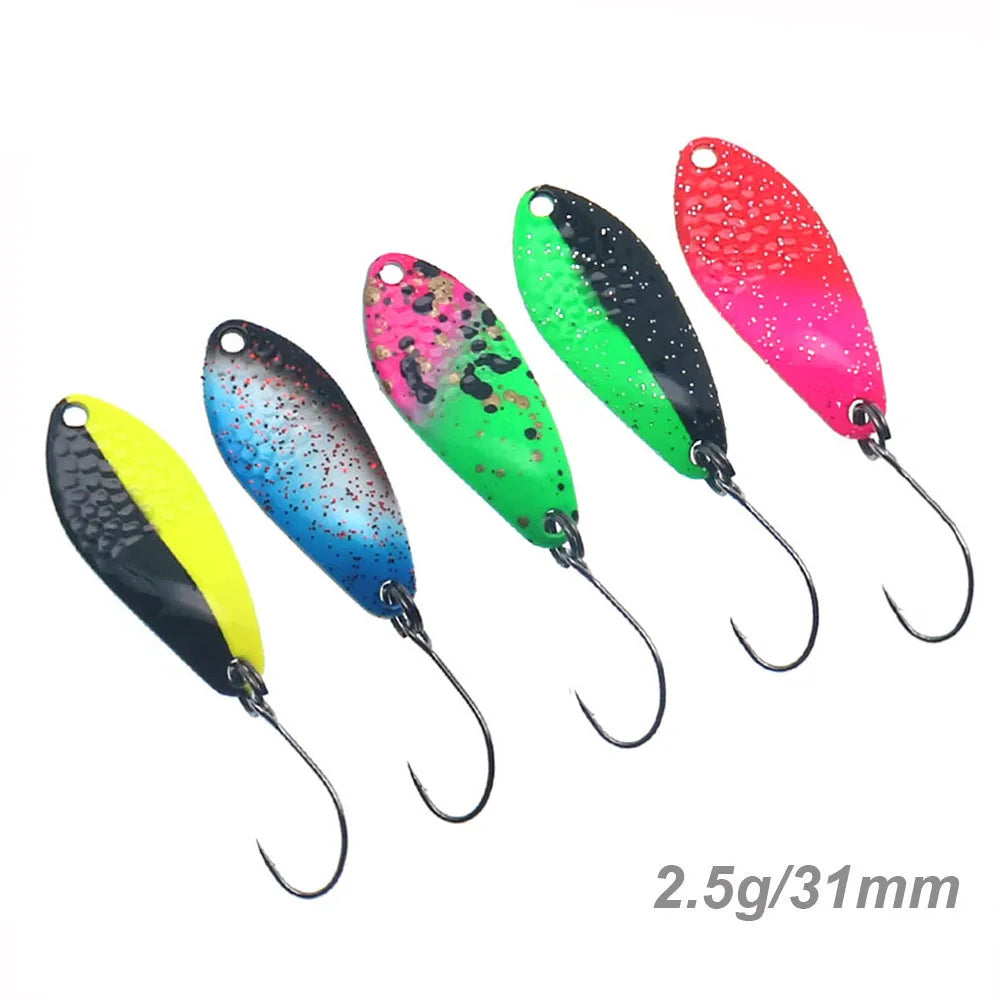 Fishing Lure 2.5g 30mm Mini Metal Spoon Area Trout Colorful Brass Copper Bait Freshwater Stream Tackle for Chub Perch Salmon