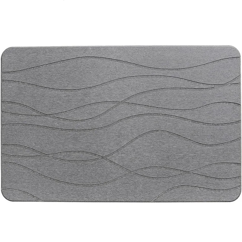 Bulk Various Size Gray Bath Mat Non-slip Quick Dry Diatomaceous Earth Carve Stone Shower Mat for Bathroom Toliet Floor Entrance