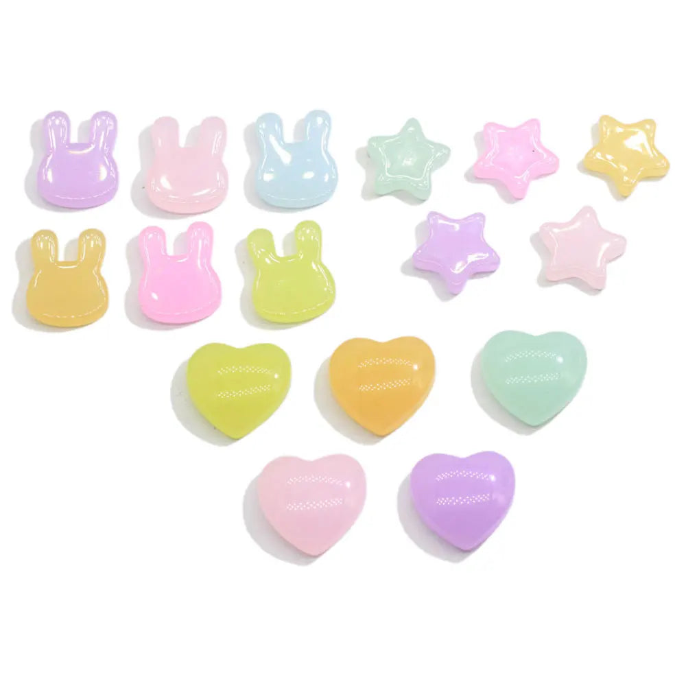 Cute Cartoon Animals Rabbit Heart Star  Resin Flatback Cabochon for Jewelry DIY Making