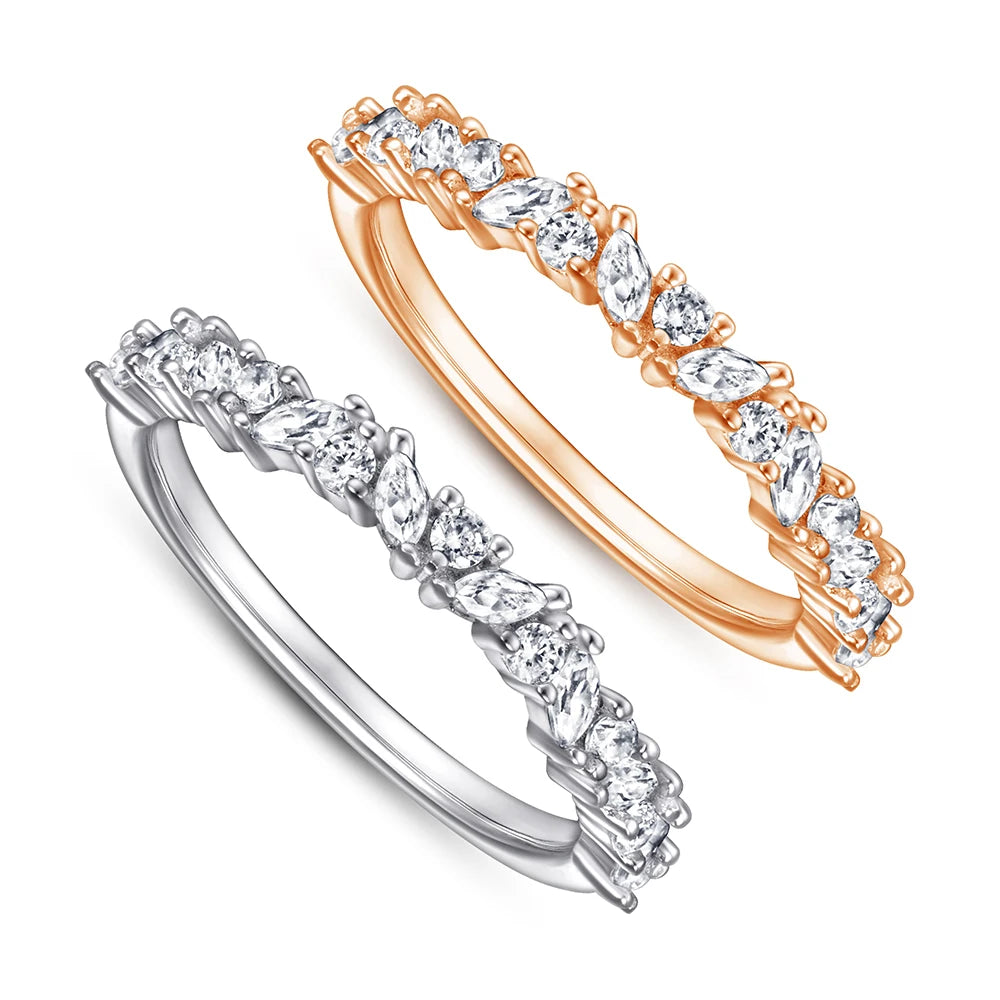 Luxury Marquise Cut 5*10mm Rhodium Plated Thick 18K Gold Plated 925 Sterling Silver Engagement Wedding Ring