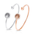 Luxury Life of Tree Cuff Bracelet Gold Plated Bead Cuff Bracelet Stainless Steel Crystal Zircon Hand Cuff Bracelet for Women