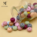 New Design 14mm Floral Embossed Abacus Silicone Beads for Decoration Jewelry Pacifier Chain Pen Making DIY Accessories