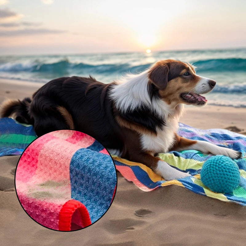 Custom Printed Microfiber Waffle Bath and Sports Beach Towel Recycled Sand-Free Microfiber for Pet Dogs Cats Novelty Pattern
