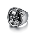 Trend Musician Jewelry Stainless Steel Guitar Skull Ring Silver Rock'n Roll Men's Ring Skull Crossed Guitars for Hip Hop Dancers