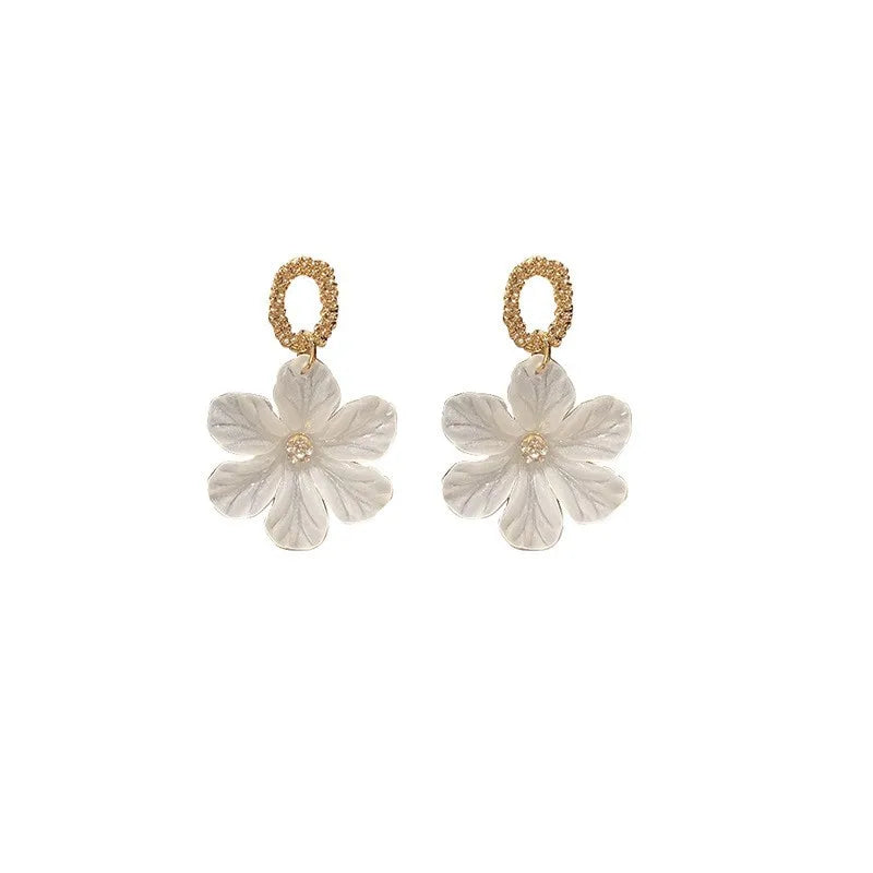AA01012 Fashionable Transparent Dangle Earrings Ohrringe Trendy Big Flower Drop Earrings