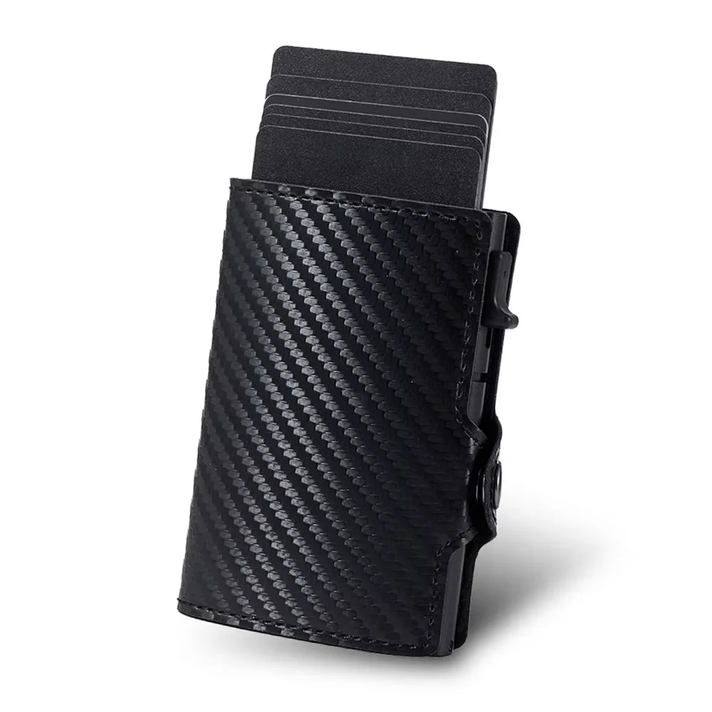 Hot Selling RFID Blocking Metal Wallet Card Holder Mini Card Case with Pop-up Function and Button Closure Christmas Gift