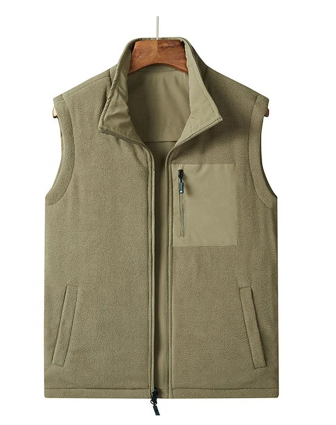 Wholesale Custom Winter Keep Warm Zip-up Polar Reversible Fleece Vest for Men Women