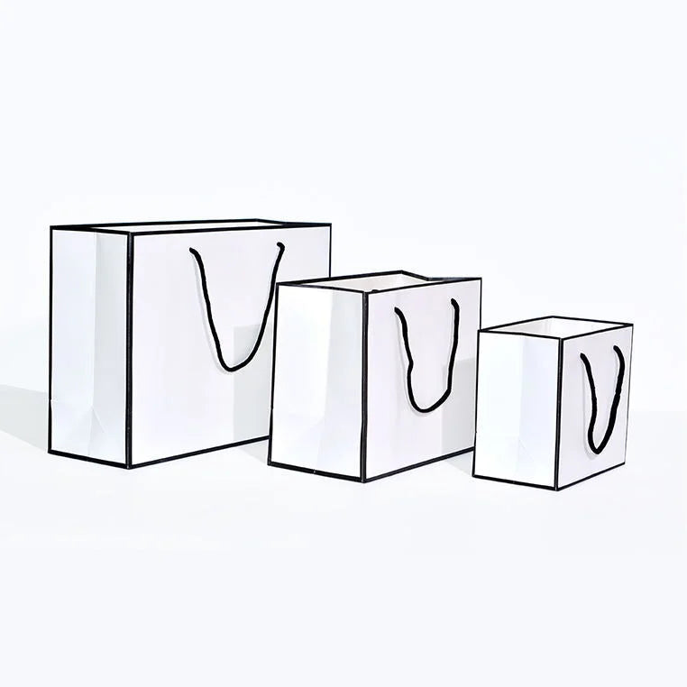 Luxury Biodegradable White Cardboard Shopping Bag Drawstring Stand Pouches for Supermarket Exhibition Promotion