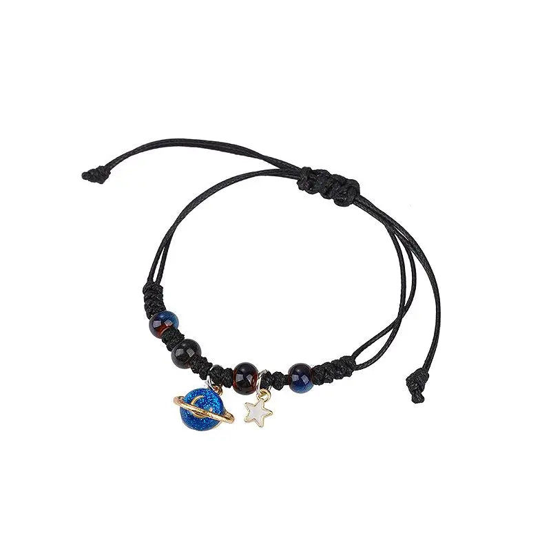 Hand Knitting Moon and Star Pendants Couple Bracelet Charm Women Men Gifts KIB159