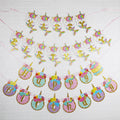 Unicorn Happy Birthday Banner Glitter Party Flag Backdrop Decoration