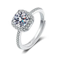 MR07 1 Carat Luxury Adjustable Engagement Wedding Ring Fine 925 Sterling Silver Moissanite Diamond Jewelry Rings for Women