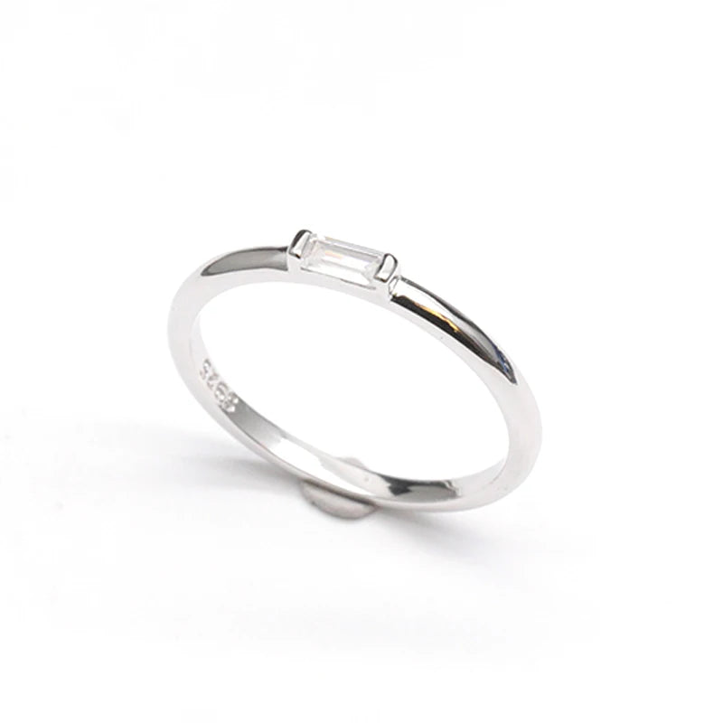 Exquisite Vintage 925 Sterling Silver square Cubics Zirconia Oxide Ring for Women Stacking Jewelry Gifts