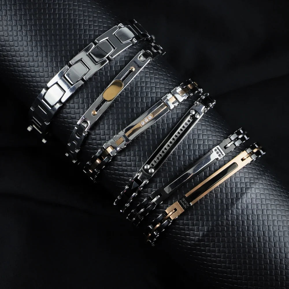 Custom Homme Men Stainless Steel Logo Jewel Rose Gold Bracelet Rose Gold Plated Bracelet for Men