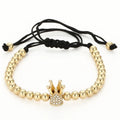 MANCHAO Diamond Crown 5mm Copper Bead Woven Bracelet Fashionable and Simple Tassel Design Fashion Jewelry Bangles