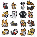 Custom Woven Low Price Low MOQ Eco-Friendly Canvas PVC Animal Corgi Akitas Husky Iron-On Patches for Clothing Applique