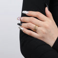 Chris April Factory 316L Stainless Steel Moon and Stars Hollow Out Wires Band Rings