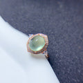 Wholesale 925 Silver 18K Rose Gold Plated Natural Prehnite Zirconia Hand Adjustable Goth Flower Wedding Ring Oval Cut Diamond