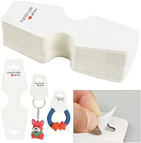 Necklace Display Cards Self Adhesive Jewelry Packaging Tags Keychain Bracelet Hair Accessories Fold Over Hanging Holder