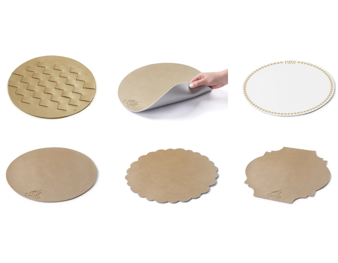 Judaica Jewish Rosh Hashanah Pesach Gift Shabbat Table Decor Placemats Desk Pads Custom Design Leather Leatherette Charger Plate