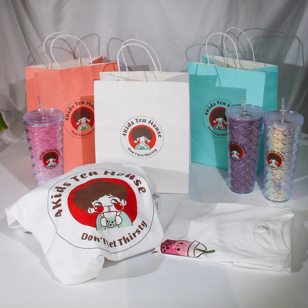 Luxury Eco-Friendly Custom Design Printed Clothing Packaging Wholesale White Paperboard Bags/Cups/T-Shirts Clothing Shoes Socks