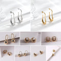 Minimalist Designer Gold Plated Stainless Steel Long Metallic U-shaped Hoop Earrings Tarnish Free Drop Earrings Women