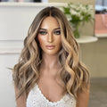Raw Human Hair Wig Lace Front Wigs Cuticle Aligned Highlights Blonde Color Deep Wave Transparent 13x4 Lace Front Wig MegaBDM