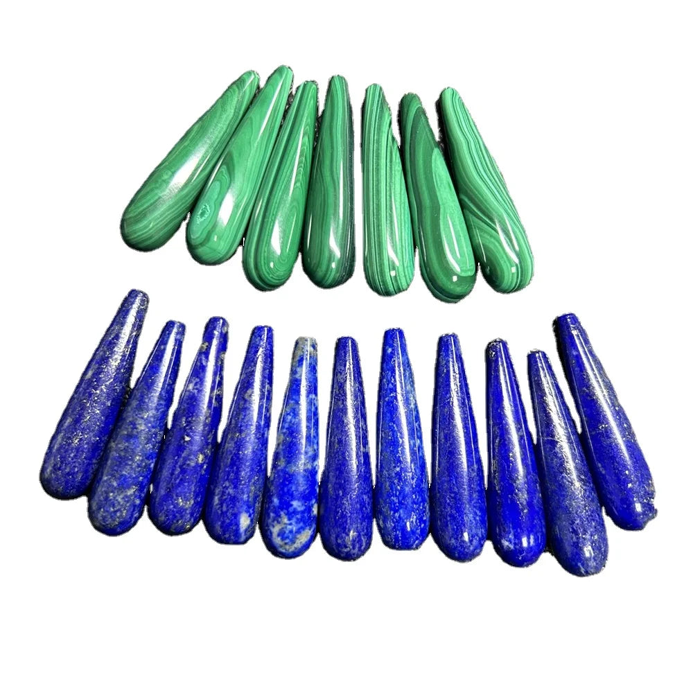 Natural Green Malachite and Natural Blue Lapis Teardrops Drilled Hole Beads Gemstone for Pendant Earring