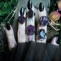 RM43013 Witch Jewelry Witch Ring Raw Amethyst Free Form Electroformed Ring Adjustable Goth Wicca Statement Ring