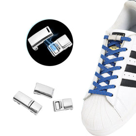 Magnetic Lock Elastic Reflective Flat Shoelaces No Tie Lazy Laces for Adults Children Sneakers/Canvas Shoes Made Polyester