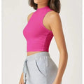 OEM Casual Basic Sports Tank Tops for Women Solid Rose Redknitted Workout Yoga Top with Custom Logo Short Length Private Label