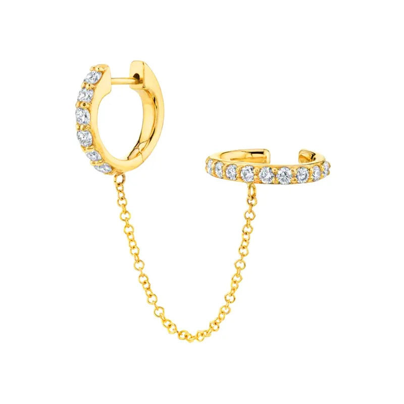 1 Piece Fashion Pave Circle Ear Cuff Retractable Polaris Earrings in 925 Sterling Silver