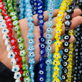 2025 Crystal Wholesale Rainbow Colorful Glaze Glass Evil Eyes Beads  Opaque Color Charm Glass Beads for Jewelry Making