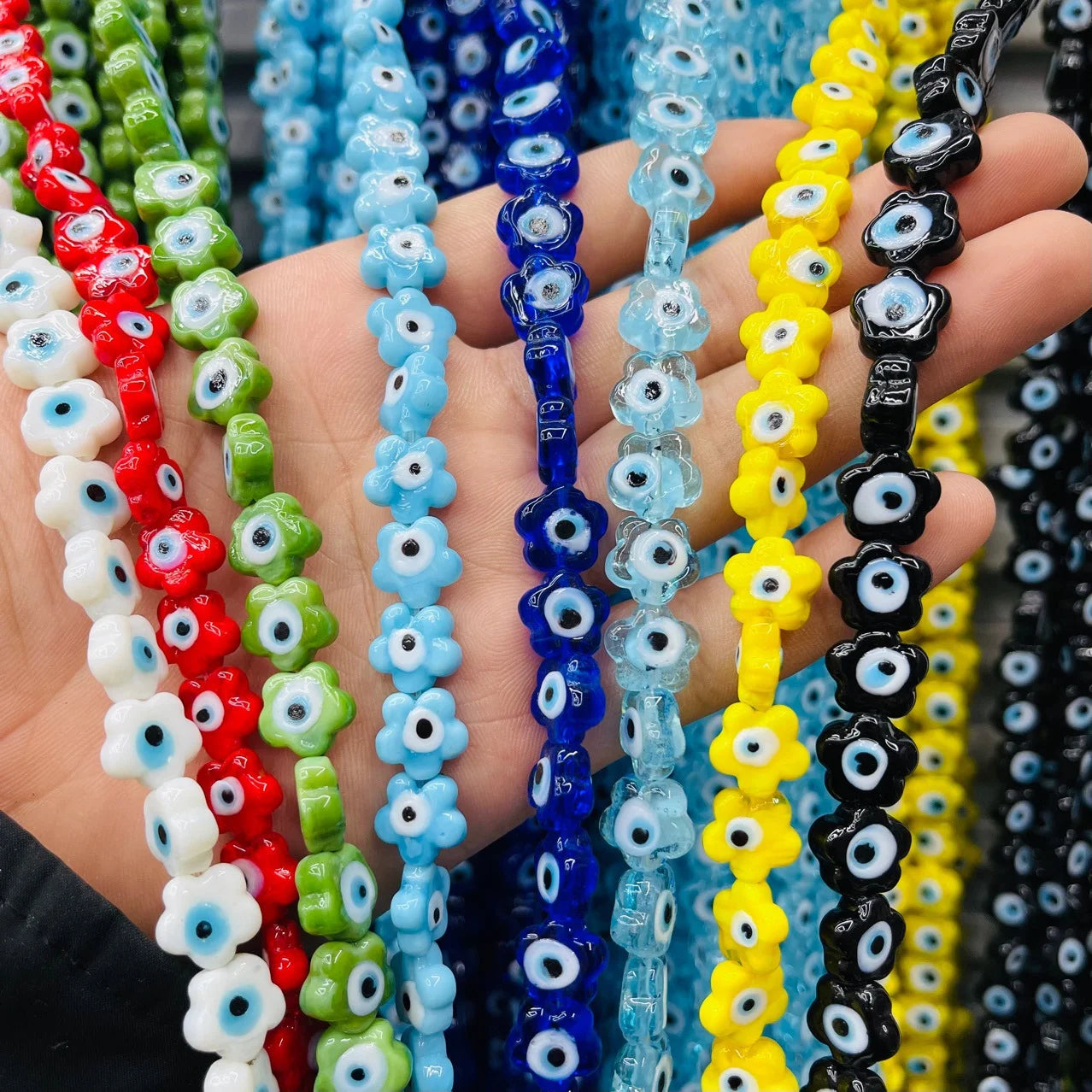 2025 Crystal Wholesale Rainbow Colorful Glaze Glass Evil Eyes Beads  Opaque Color Charm Glass Beads for Jewelry Making