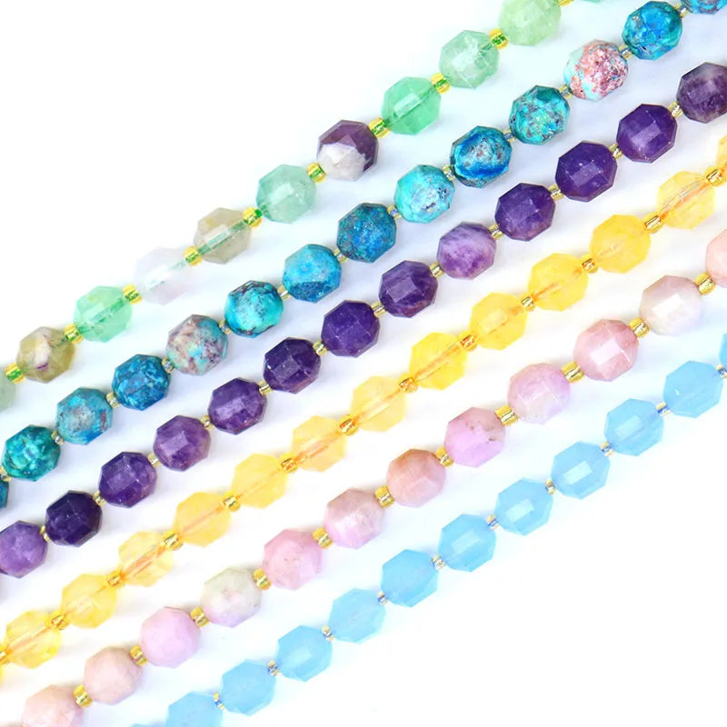 Brand New Shape Faceted Energy Prisms Tube Lantern Shape Cutting Gemstone Loose Beads for DIY Bracelets Jewelry Making 8mm 10mm