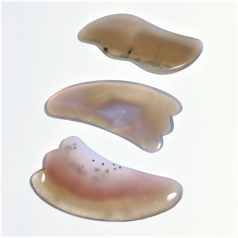 HY New Wholesale body scraping massage tool jade roller grey agate custom shaped facial jade gua sha