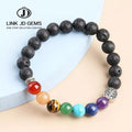 Hot Sale 8mm Natural Lava Stone Beads Handmade Seven Chakra Life Tree Charm Bracelet Loose Gemstone Everyday Wear Jewelry
