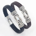 Vintaqge Simple Jewelry Magnetic Buckle Alloy 8-line Woven Leather Bangle Bracelets for Men