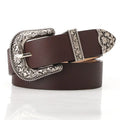 Vintage Classic Women's PU Leather Belts Alloy Pin Decorative Western for Jeans Dresses Pants 2.8cm Width 107-130cm Length