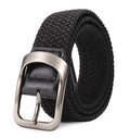 2024 Hot Sell No Hole Adjustable Striped Mixed Colors Elastic Casual Men Knitted Belt With Strong Buckle