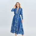 Women's Breathable Chiffon Abaya Large Size Modest Pleated Lapel Tie-Up Robe Casual Chic Style Long Length Quick Dry Print Coat