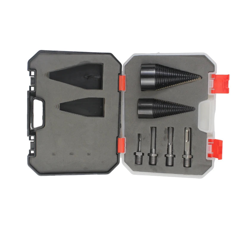 6Pcs Firewood Splitter Cone Drill Bit Round Hex Square Shank Wood Breaker Split Woodworking Tools