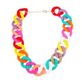 Bohemia Simple Style 2024 Candy Color Necklace Geometric Shape Long Link Matte Chain Acrylic Necklace for Women Jewelry Gifts