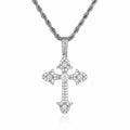 Gold Plated Zircon Cross Necklace with Luxury Pendant for Men's Christian Rope Chain Daily Life