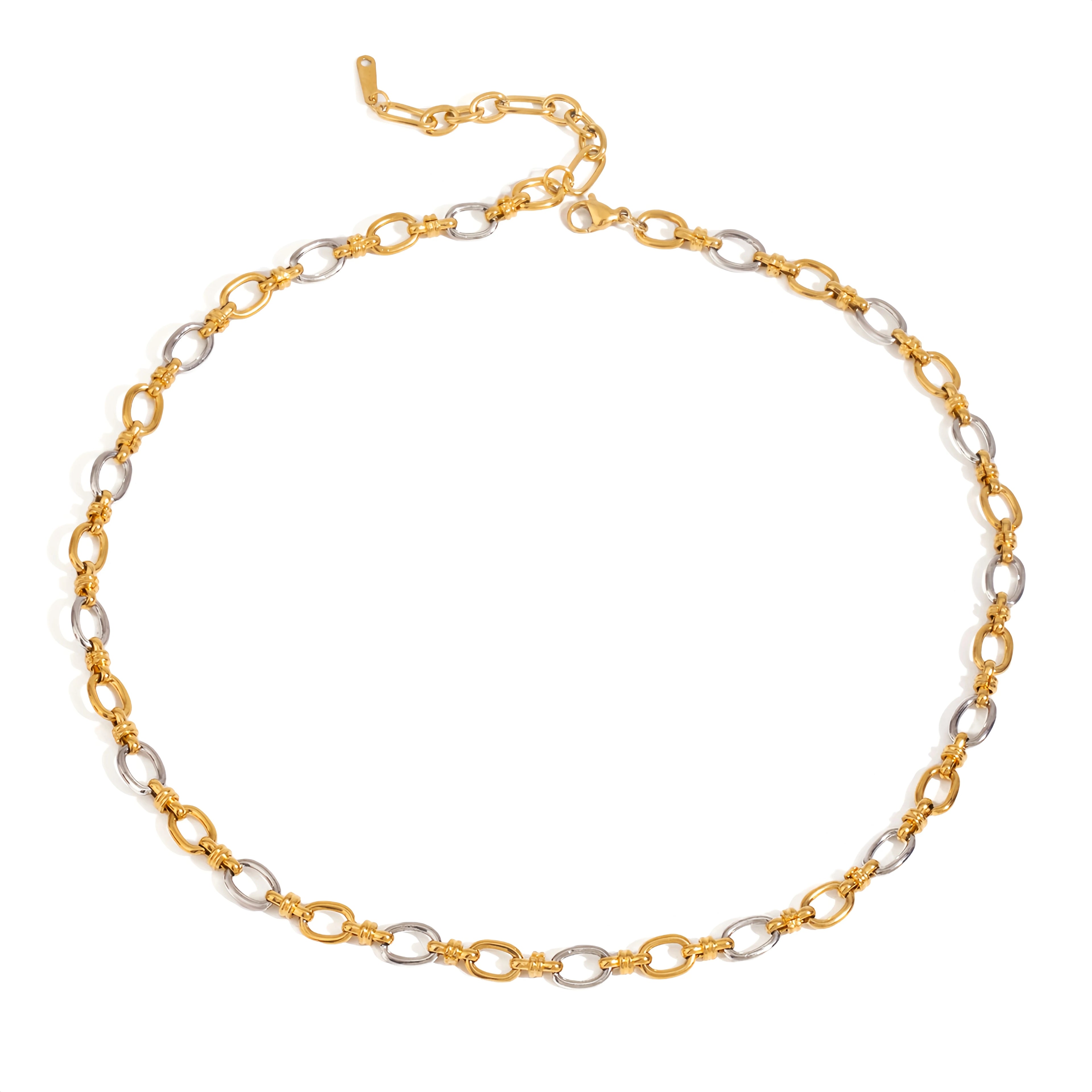 J&D Women's Stainless Steel Chain Link Necklace Trendy Punk Hip Hop Niche Design Simple Splicing Chains