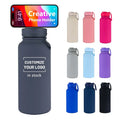 Custom Logo Waterbottle Vacuum Stainless Steel Insulated 40oz 32oz Sports Water Bottle with Magnetic Phone Holder Lid