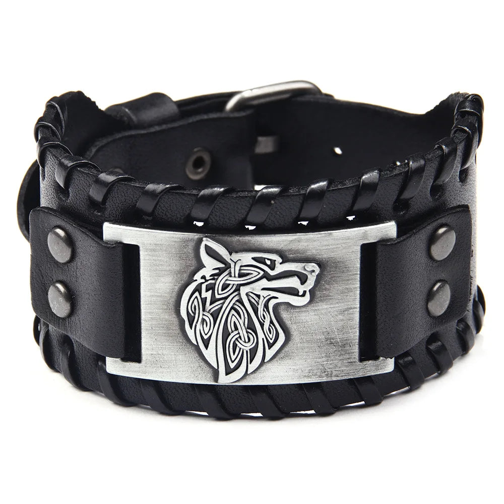 Viking Bracelet Wolf Fenrir - Vintage Nordic Scandinavian Talisman - Gothic Bracelet for Celtic Pagan