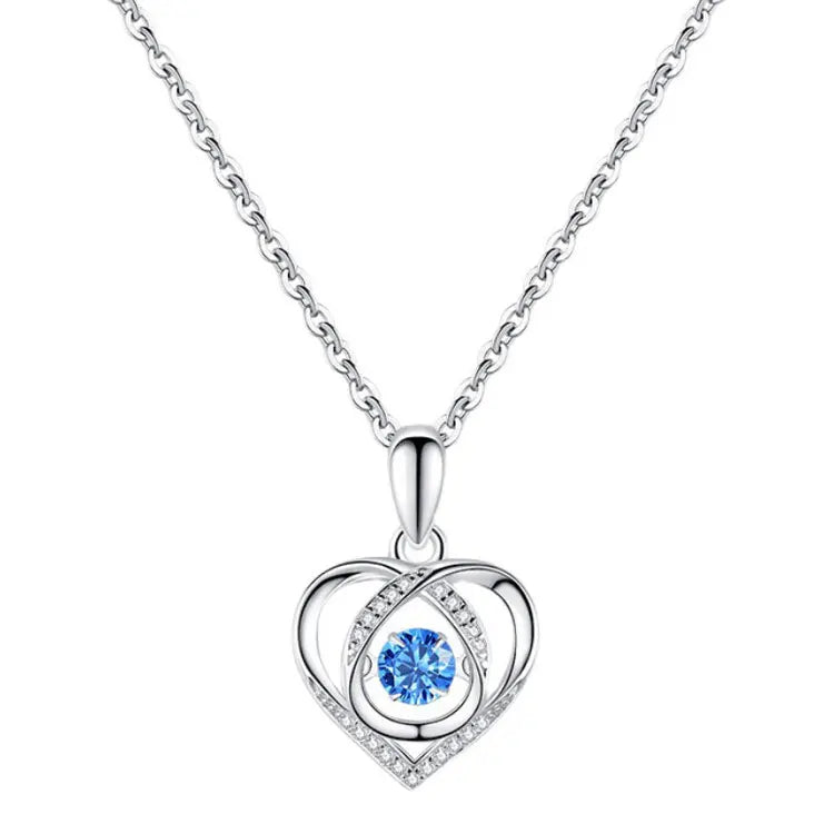 SC Dainty Valentine's Day Gift Necklace 2022 Fashion Romantic Silver Plated CZ Diamond Beating Heart Pendant Necklace for Women