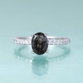 KH066 Abiding Jewelry Factory Price Oval 6x8mm Natural Black Rutilated Quartz Sterling Silver Gold Plated Engagement Ring