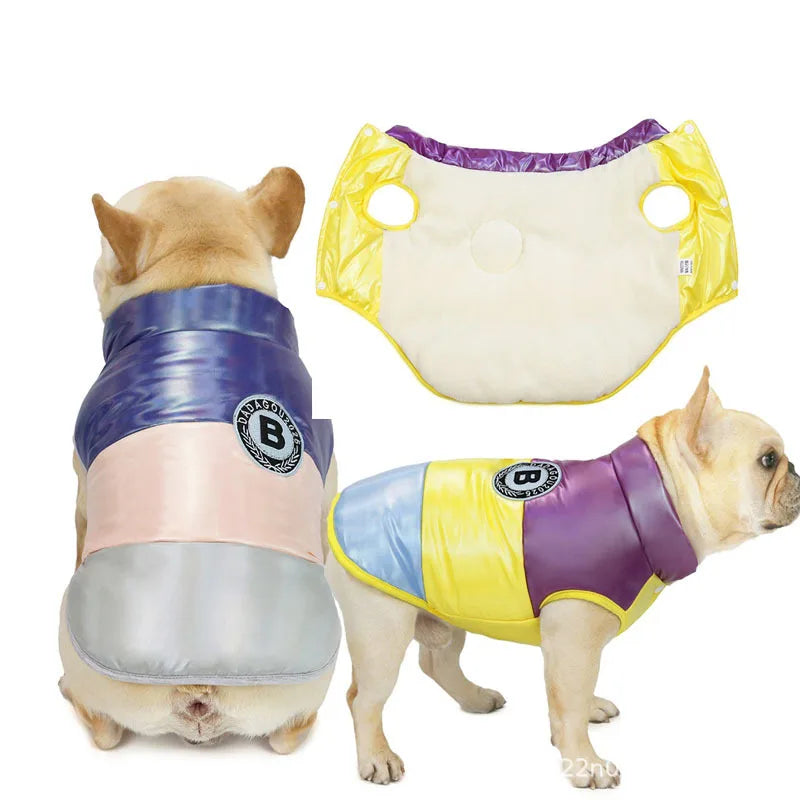 French Bulldogs Basset Hounds Shih Tzus Fat Dog Bulldog Cotton Vest for Autumn/Winter with Added Fleece Waterproof Warm