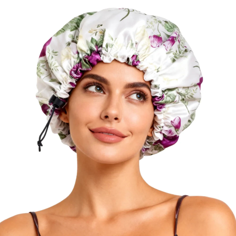 QINGYAN Shower Caps for Women Waterproof Factory Custom Sales Popular Style Floral Print Dust Waterproof Shower Cap